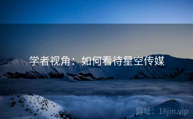 学者视角:如何看待星空传媒